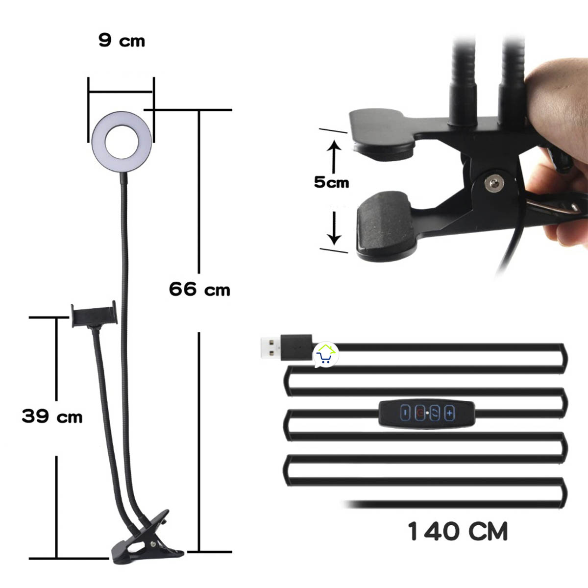 Miniatura 5 de Aro de Luz + Pinza + Soporte LO5-21